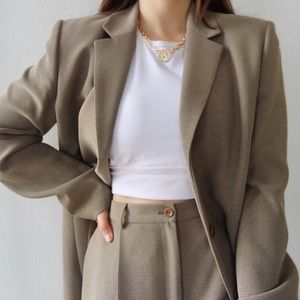 Vintage Olive Grey Pant Suit Set